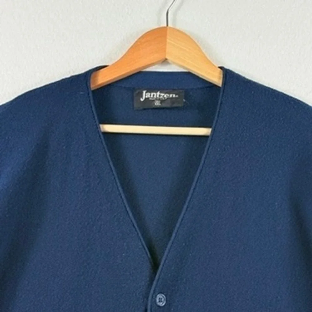 Jantzen Cardigan Sweater Mens XXL Navy Blue Vintage Grunge Punk Indie USA Vtg